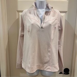 Pink & White Striped 1/4 zip Long Sleeve Activewear Top Lucy Lucytech
